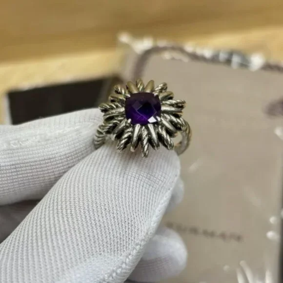 DAVID YURMAN amethyst STARBURST ring, Sz 6.25 - Picture 4 of 8
